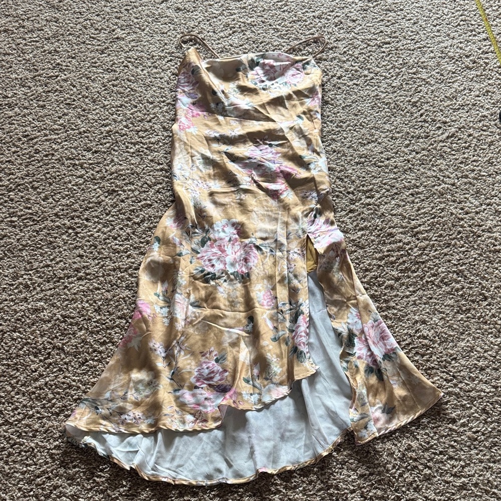 Gorgeous Astr Floral Satin Slip Dress S